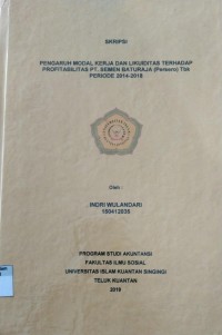 Image of PENGARUH MODAL KERJA DAN LIKUIDITAS TERHADAP PROFITABILITAS PT. SEMEN BATUBAJA (PERSERO) TBK PERIODE 2014-2018