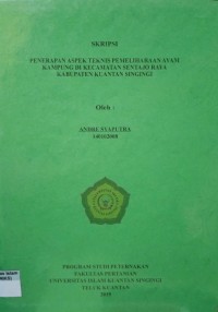 Image of PENERAPAN ASPEK TEKNIS PEMELIHARAAN AYAM KAMPUNG DI KECAMATAN SENTAJO RAYA KABUPATEN KUANTAN SINGINGI