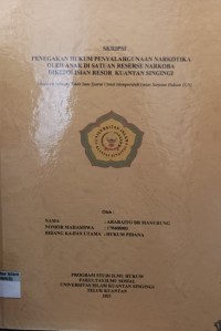 Image of PENEGAKAN HUKUM PENYALAHGUNAAN NARKOTIKA OLEH ANAK DI SATUAN RESERSE NARKOBA DIKEPOLISIAN RESOR KUANTAN SINGINGI