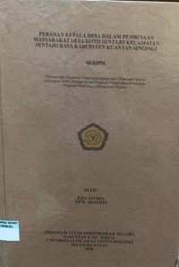 Image of Peranan Kepala Desa Dalam Pembinaan Masyarakat desa koto kecamtan sentajo Raya Kabupaten Kuantan Singingi