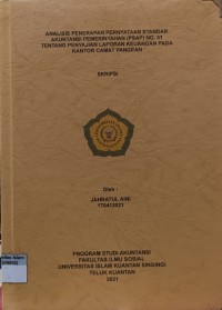 Image of ANALISIS PENERAPAN PERNYATAAN STANDAR AKUNTANSI PEMERINTAHAN (PSAP) NO. 01 TENTANG PENYAJIAN LAPORAN KEUANGAN PADA KANTOR CAMAT PANGEAN