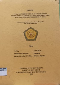 Image of TINJAUAN YURIDIS TERHADAP TINDAK PIDANA KEKERASAN DALAM RUMAH TANGGA (DITINJAU DARI PUTUSAN NOMOR 339/PID.SUS/2018/PN BTM)