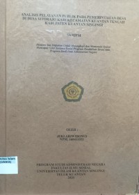 Image of ANALISIS PELAYANAN PUBLIK PADA PEMERINTAH DESA DI DESA SITORAJO KARI KECAMATAN KUANTAN TENGAH KABUPATEN KUANTAN SINGINGI