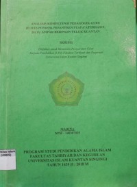 Image of ANALISIS KOMPETENSI PEDAGOGIK GURU DI MTS PONDOK PESANTREN SYAFA'ATURRASUL BATU AMPAR TELUK KUANTAN