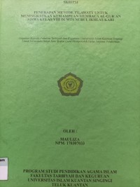 Image of PENERAPAN METODE TILAWATY UNTUK MENINGKATKAN KEMAMPUAN MEMBACA AL-QUR'AN SISWA KELAS VIII DI MTS NURUL IKHLAS KARI