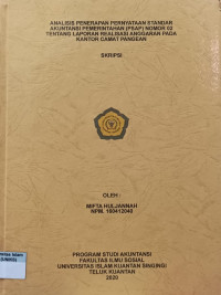 Image of ANALISIS PENERAPAN PERNYATAAN STANDAR AKUNTANSI PEMERINTAH (PSAP) NOMOR 02 TENTANG LAPORAN REALISASI ANGGARAN PADA KANTOR CAMAT PANGEAN