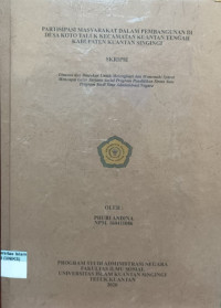 Image of PARTISIPASI MASYARAKAT DALAM PEMBANGUNAN DI DESA KOTO TALUK KECAMATAN KUANTAN TENGAH KABUPATEN KUANTAN SINGINGI