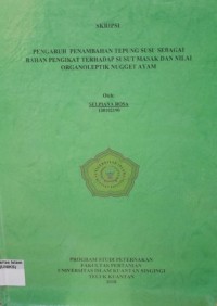 Image of PENGARUH PENAMBAHAN TEPUNG SUSU SEBAGAI BAHAN PENGIKAT TERHADAP SUSUT MASAK DAN NILAI ORGANOLEPTIK
NUGGET AYAM