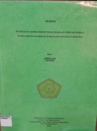 Image of PENERAPAN ASPEK TEKNIS PEMELIHARAAN TERNAK KERBAU DI KECAMATAN PANGEAN KABUPATEN KUANTAN
SINGINGI