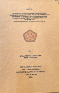 Image of PPENGARUH PENERAPAN SISTEM AKUNTANSI PEMERINTAH DAERAH, PEMEHAMAN AKUNTANSI, DAN KETAATAN PADA PERATURAN PERUNDANGAN TERHADAP AKUNTABILITAS KINERJA INSTANSI PEMERINTAH (STUDI EMPIRIS PADA OPD KAUPATEN KUANTAN SINGINGI)