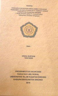 Image of PENGARUH AKUNTANSI MANAJEMEN TERHADAP PENGAMBILAN KEPUTUSAN DI PT. CERENTI SUBUR KABUPATEN KUANTAN SINGINGI (STUDI EMPIRIS PADA PT. CERENTI SUBUR KABUPATEN KUANTAN SINGINGI)