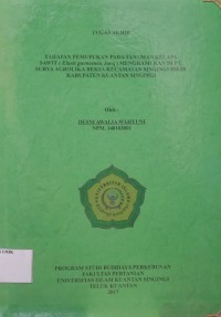 Image of TAHAPAN PEMUPUKAN PADA TANAMAN KELAPA SAWIT (Elaeis gueneensis Jacq) MENGHASILKAN DI PT.SURYA AGROLIKA REKSA KECAMATAN SINGINGI HULIR KABUPATEN KUANTAN SINGINGI