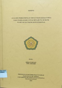 Image of ANALISIS PERBANDINGAN MINAT MASYARAKAT DESA SAKO MARGASARI UNTUK MENABUNG DI BANK SYARIAH DAN BANK SYARIAH DAN KONVENSIONAL