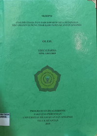 Image of ANALISIS USAHA TANI PADI SAWAH DI DESA PETAPAHAN KECAMATAN GUNUNG TOAR KABUPATEN KUANTAN SINGINGI