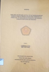 Image of ANALISIS AKUNTANSI AKTIVA TETAP BERDASARKAN PERNYATAAN STANDAR AKUNTANSI PEMERINTAH (PSAP) NO.07 PADA BADAN PENDAPATAN DAERAH KABUPATEN KUANTAN SINGINGI