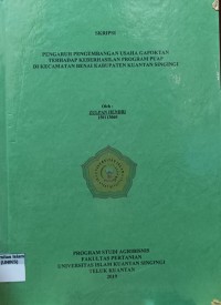 Image of PENGARUH PENGEMBANGAN USAHA GAPOKTAN TERHADAP KEBERHASILAN PROGRAM PUAP DI KECAMATAN BENAI KABUPATEN KUANTAN SINGINGI